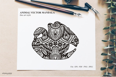 Bird Mandala Vector Line Art Style