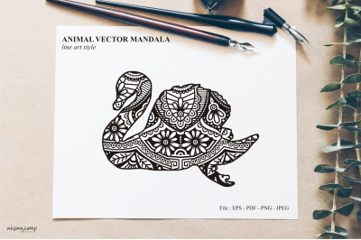 Bird Mandala Vector Line Art Style