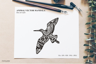 Bird Mandala Vector Line Art Style