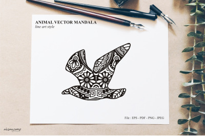 Bird Mandala Vector Line Art Style