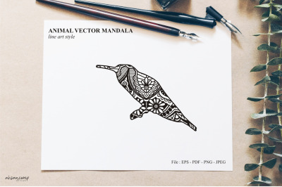 Bird Mandala Vector Line Art Style