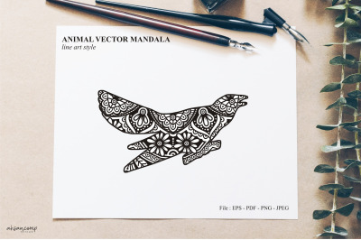 Bird Mandala Vector Line Art Style