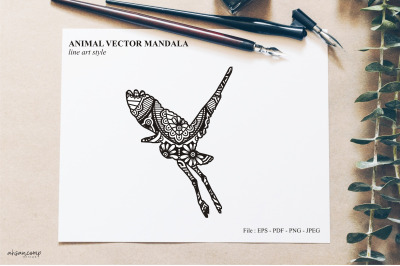 Bird Mandala Vector Line Art Style