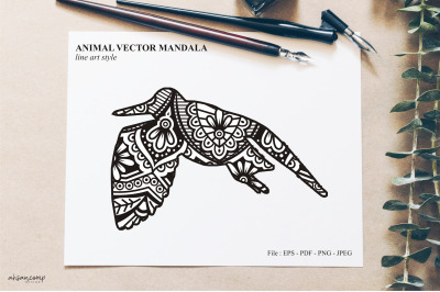 Bird Mandala Vector Line Art Style