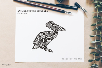 Bird Mandala Vector Line Art Style