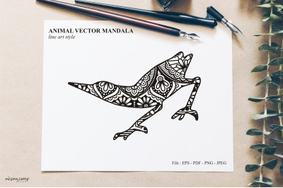 Bird Mandala Vector Line Art Style