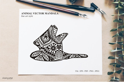 Bird Mandala Vector Line Art Style