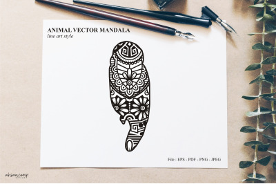 Bird Mandala Vector Line Art Style