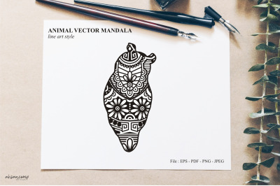 Bird Mandala Vector Line Art Style