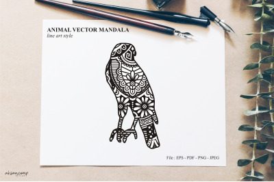 Bird Mandala Vector Line Art Style