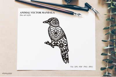 Bird Mandala Vector Line Art Style