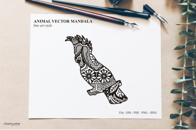 Bird Mandala Vector Line Art Style