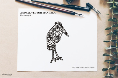 Bird Mandala Vector Line Art Style