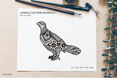 Bird Mandala Vector Line Art Style