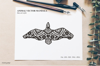 Bird Mandala Vector Line Art Style