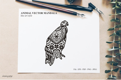 Bird Mandala Vector Line Art Style