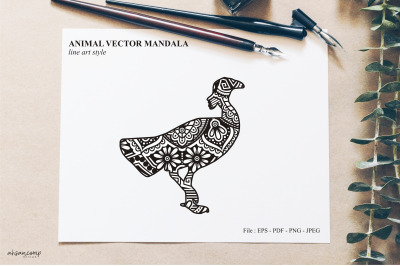 Bird Mandala Vector Line Art Style