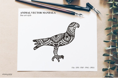 Bird Mandala Vector Line Art Style