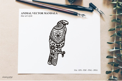 Bird Mandala Vector Line Art Style