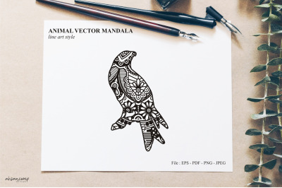 Bird Mandala Vector Line Art Style