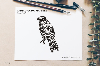 Bird Mandala Vector Line Art Style