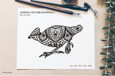 Bird Mandala Vector Line Art Style