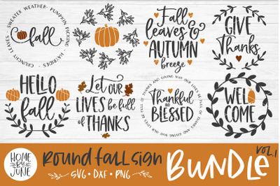 Fall/Thanksgiving Round Sign SVG Bundle