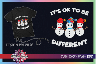 Be Different Christmas Autism Snowman