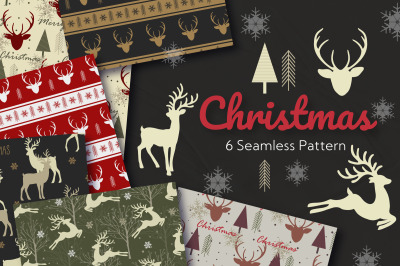 Christmas Reindeer Seamless Pattern