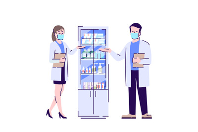 Pharmacy in coronavirus pandemic flat isolated vector illustration