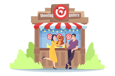 Shooting gallery flat illustration