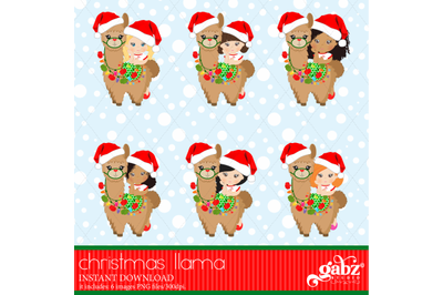 Christmas Llama, Christmas, Girl And Brown Llama, Colorful Llama
