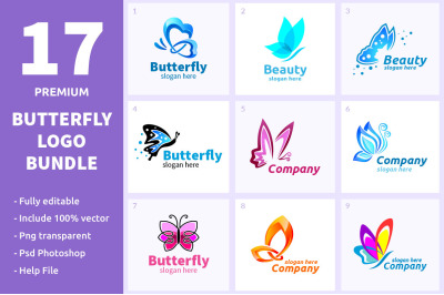17 Butterfly Logo Bundle