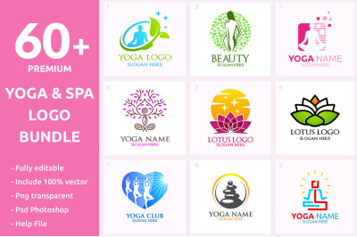 60+ Yoga and Spa Logo Bundle