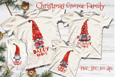 Christmas Gnome Family. Christmas Gnomes. Watercolor clipart