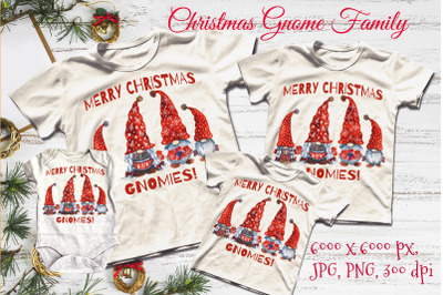 Christmas Gnomes. Gnome Family. Watercolor Gnomes
