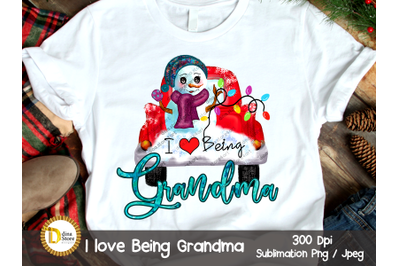 Christmas Sublimation Clipart -I love being Grandma