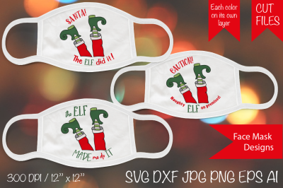 ELF masks SVG Cut Files. Christmas Mask SVG. Funny ELF Cut File. Subli