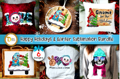 Happy Holidays &amp; Winter Sublimation Designs Bundle