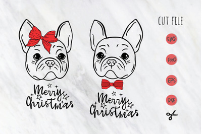 French bulldog / Christmas card with dog / billdog svg