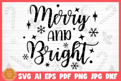 Merry And Bright Christmas SVG Cut File