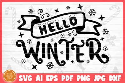 Hello Winter Christmas SVG Cut File