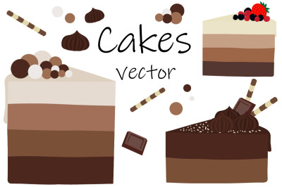 Cakes vector. Chocolate cake vector. Cakes SVG