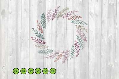 Leaves Wreath SVG. Frame SVG Hand drawn doodle floral design