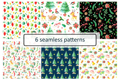 Watercolor christmas patterns.