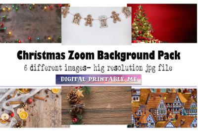 Holiday Zoom Background, 6 Digital Download, gingerbread, xmas lights,