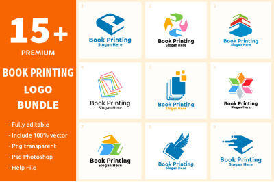 15+ Book Printing Logo Bundle