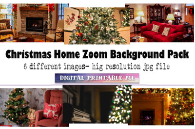 Holiday Home Zoom Background, 6 Digital Download, Christmas tree, xmas