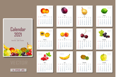 Berries and fruits calendar for 2021