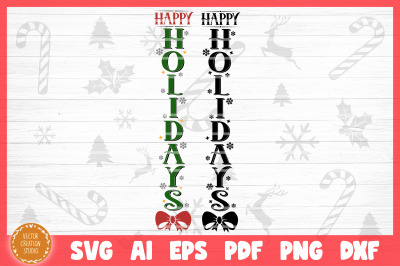 Happy Holidays Christmas Porch SVG Cut File